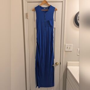 Athleta Royal Blue Button-Up Maxi Dress